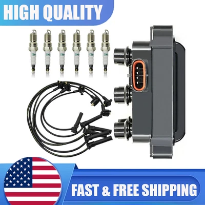 Ignition Coil + 6 Spark plug For 2005-10 Ford Mustang 90-11 Ranger V6 4.0L FD480 - Image 1 of 4
