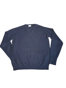 Richard's Of Mountain Brook VTG Navy Scotland Cashmere V-Neck Sweater Men Sz XL* - Picture 1 of 5