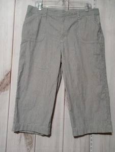 Chicos Capri Pants Womens Size 2.5 Gray White Pinstripe Cropped Cotton Casual - Picture 1 of 9