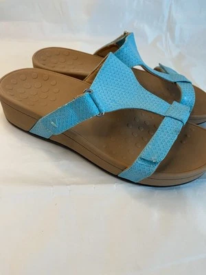 Vionic Ellie Size 11 Wide Blue Sandals Womens Comfort Slide Platform T-Strap - Image 1 of 4