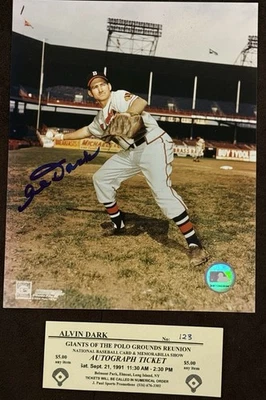 Foto 8x10 firmada por ALVIN DARK AUTOGRAFIADA Milwaukee Boston Braves Legend certificado de autenticidad Foto 1 de 2