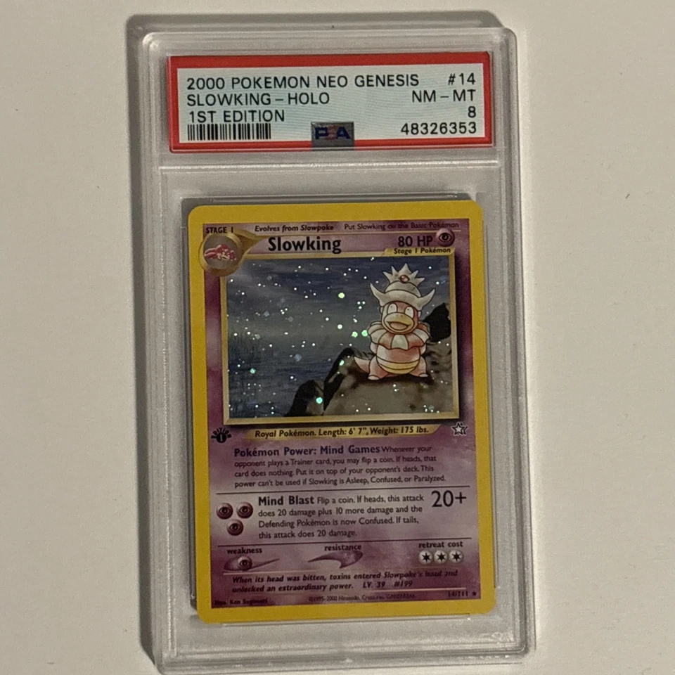 Slowking 14/111 1st Edition Neo Genesis 2000 Holo Rare Card PSA 8 NM-MT - Image 1 of 2