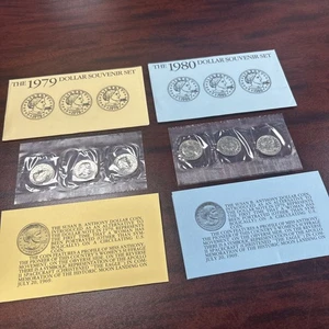 BU 1979 & 1980 Susan B Anthony Dollar 1 $ SBA Souvenir Sets 6 Total Coins Beauty! - Bild 1 von 7
