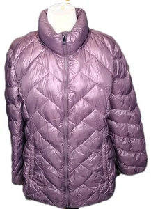 London Fog Womens Lightweight Packable  Down Hooded Jacket Purple Eggplant Large - Picture 1 of 17