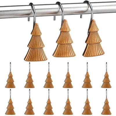 12 Piezas Ganchos para Cortina de Ducha de Navidad Vintage Granja Anillos Árbol de Navidad... Foto 1 de 4