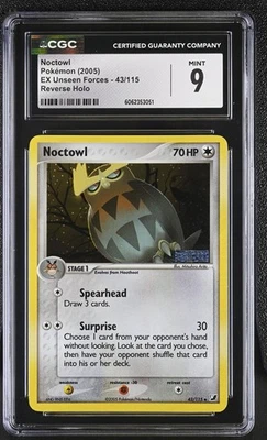 CGC 9 MINT Noctowl EX Unseen Forces 43/115 Reverse Holo STAMPED Pokemon Card - Image 1 of 2