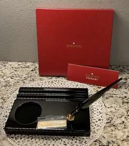 Sheaffer Prelude Desk Set Ball Point Pen Set With Brass Engravable Nameplate NIB - Picture 1 of 7