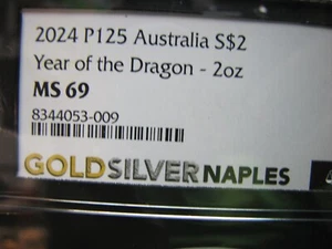 2024 P 125 Australia $2 SILVER Coin LUNAR YEAR OF THE DRAGON 2 Oz NGC MS 69 - Picture 1 of 7