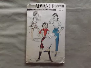Vintage 50's Advance Sewing Pattern 8658 Child Girl Tapered Pants Shorts Size 10 - Picture 1 of 2