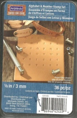 Juego de estampillas ArtMind alfabeto y número - 36 piezas (1/8") - estampillas de cuero - NUEVO Foto 1 de 3