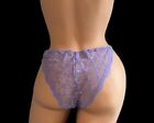Purple Shiny Silky Lace Sheer String Bikini Panties Women’s NOS