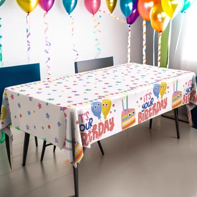 4/2Pcs Birthday Table Cover Table Cloth For Birthday Party Decorations 54”x 72”↗ - Image 1 of 4