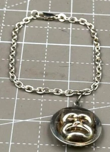 Sterling Silver Double Sided Comedy and Tragedy Circle Charm Bracelet - Picture 1 of 5