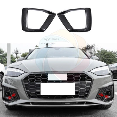 For Audi A5 S5 2020-2024 ABS Carbon Fiber Front Fog Light Cover Frame Trim - Image 1 of 4