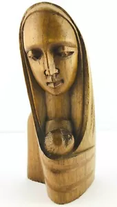 Woman Holding Child Wood Carving Hand Carved Artwork Sculpture - Picture 1 of 7
