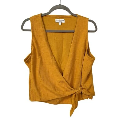 Blusa sem mangas Madewell Texture & Thread wrap L grande amarela feminina top - Imagem 1 de 4