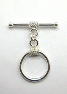 6 SET 17X28MM BALI TOGGLE CLASP STERLING SILVER PLATED 561 RR - Picture 1 of 1
