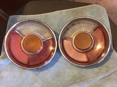 BMW 1600, 2002, 2002tii; 2 rear tail light lens & chrome, Left DRIVER only, USED - Image 1 of 4