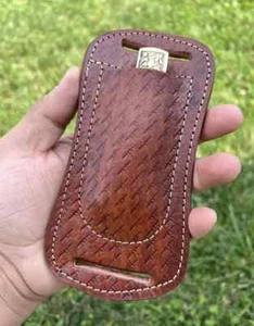 Funda para panqueques hecha a mano en EE. UU. Hoja fija plegable Cuchillo Bolsa de cuero Funda - Imagen 1 de 3