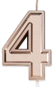 Rose Gold #4 Birthday Candle / cake topper. 2.76in tall. Brand new. - Picture 1 of 6