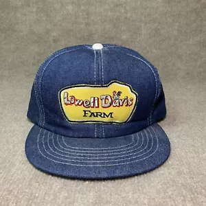 Vintage Trucker Hat Snapback Cap Lowell Davis Farm Denim Farmer Advertising - Picture 1 of 12