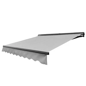 ALEKO Semi-Cassette Motorized LED Retractable 13x10 ft Patio Awning Silver Gray - Picture 1 of 12