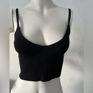Superdown Revolve Remi Deep Scoop neck Black Crop cami Top *missing shrug* sz XS - Picture 1 of 3