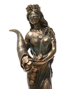 Goddess Fortune Tyche Luck Fortuna Statue Sculpture Figure Bronze Finish 7.28in - Picture 1 of 7