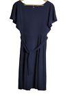 Ann Taylor Womens Dress Navy Blue Shift Sheath Self Tie Size 4