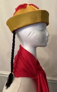Chinese Costume Hat Ponytail Party Carnival Halloween - Picture 1 of 4