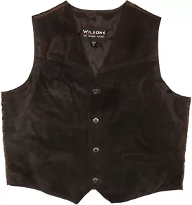Chaleco de cuero marrón Wilson The Leather Experts para hombre talla grande - Imagen 1 de 12