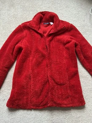 BASIC EDITIONS TRUE RED WITH SILVER SPARKLES Small ZIP FRONT Fleece Jacket - Image 1 of 4