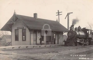 Mason OH Ohio CL & N Railroad Train Depot 1909 RPPC Photo Postcard COPY - Picture 1 of 2