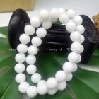 2 Pieces Wholesale 10mm White Porcelain Stone Round Gemstone Beads Bracelet 8"