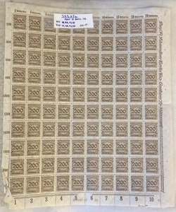 1923 ALEMANIA PROBLEMAS DE INFLACIÓN Hoja Completa 200M, SG325, Michel 323APa - Imagen 1 de 1