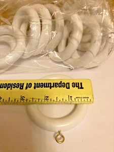 Curtain Rod Eyelet Rings French Country Ivory 2" Wooden Pole Set of 12 - Picture 1 of 4
