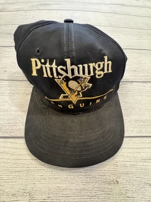 Gorra de colección Pittsburgh Penguins gorra espalda a presión para hombre talla única negra NHL hockey años 90 Foto 1 de 4