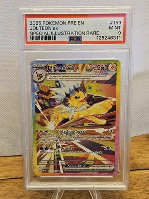 Pokemon 2025 Jolteon ex 153/131 Full Art SIR Prismatic Evolutions PSA 9 - Image 1 of 2