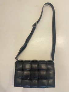 BOTTEGA VENETA Padded Cassette Shoulder Bag Black Leather Silver Japan Authentic - Picture 1 of 13