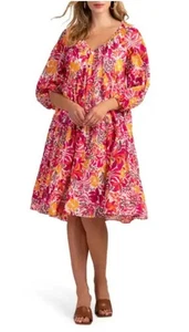 Trina Turk Kleid Tanger Oversize Baumwolle Gr. L Mehrfarbig Blumenmuster Beachy - Bild 1 von 4