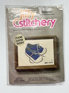 Vintage Sunset Jiffy Stitchery Anfänger Crewel Kit #601A Sneaker 5”x7” - Bild 1 von 3