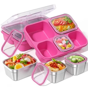 Snackle Box Containers, Stainless Steel 5 Compartments Divided Serving Tray w... - Picture 1 of 7