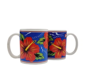 SET of 2 Vintage 1997 Island Heritage Hilo Hattie Hibiscus Mugs Store of Hawaii - Picture 1 of 4