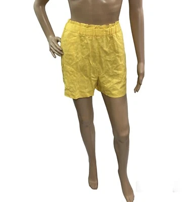 Banana Republic Women’s Size L Yellow Pull On Elastic Waist Linen Blend Shorts  - Image 1 of 4