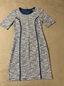 Connected Apparel Navy White Sheath Dress Sz 8 Short Sleeves NWT - Picture 1 of 5