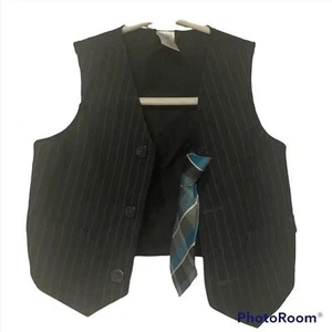 George Boys Infant Pin Stripes Suit Vest With Tie Toddler Child Size 6-9 Month  - Picture 1 of 6