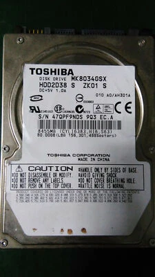 TOSHIBA 80 GB HDD 2.5" 8 MB 5400RPM (MK8034GSX) SATA Laptop hard drive - Image 1 of 2