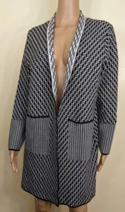 Cárdigan geométrico Sioni negro con cáscara de huevo talla pequeña grande - Imagen 1 de 9