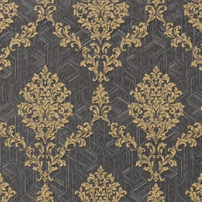 Conjunto de 6 rolos, papel de parede SHAMANI cinza dourado 10 x 1,06 m clássico espuma de vinil damasco - Imagem 1 de 4