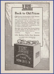 Vintage 1921 USL Battery Automotive Ephemera Print Ad - Picture 1 of 1
